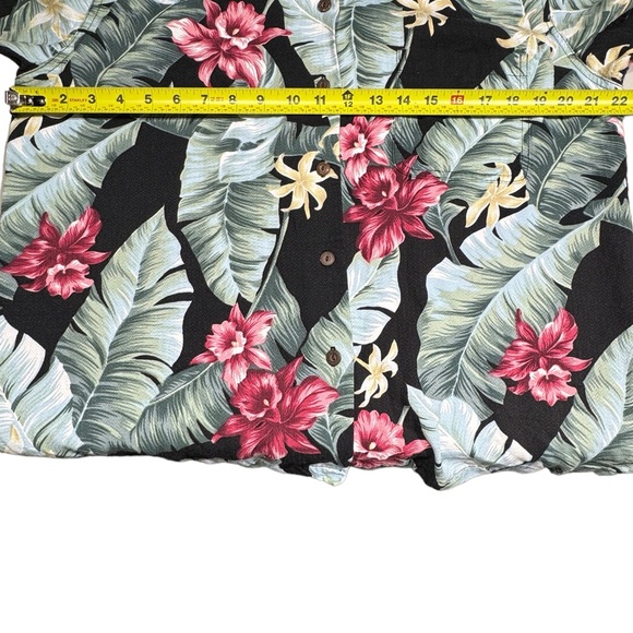 Kona Malia Button Up Shirt Men M Black Green Floral Hawaiian Casual Vacation USA - Picture 6 of 11
